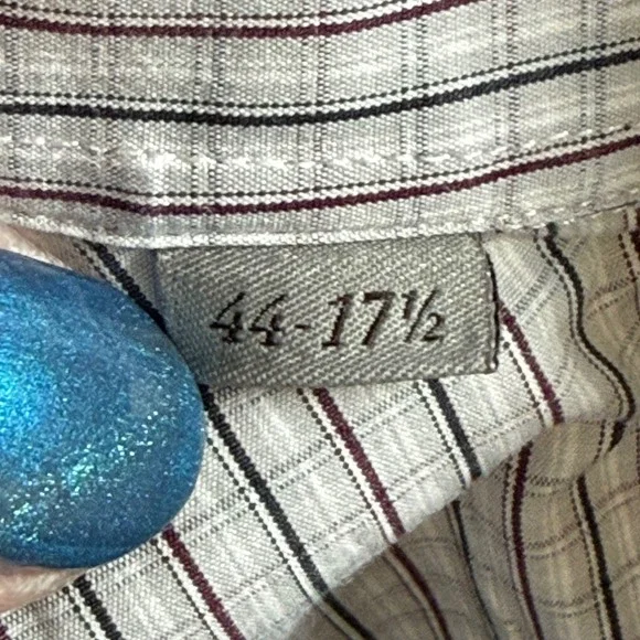 Canali Brushed Button Down Shirt Mens 44-17 1/2 Cream Red Check Business Italy - Picture 6 of 11